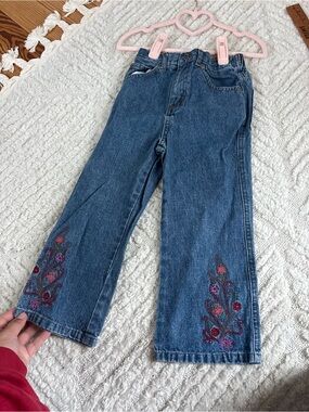 Y2k boho Girls Embroidered Blue Denim Jeans